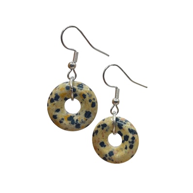 Dalmation Jasper Donut Surgical Steel Earrings